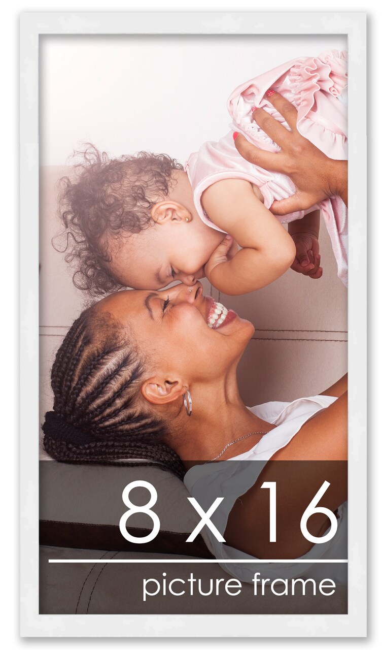 8x16 Solid Wood Picture Frame with UV-Resistant Acrylic & Acid-Free Backing, Available in 6 Finishes: Matte Black, Matte White, Metallic Bronze, Silver, Natural Wood Grain & Mahogany